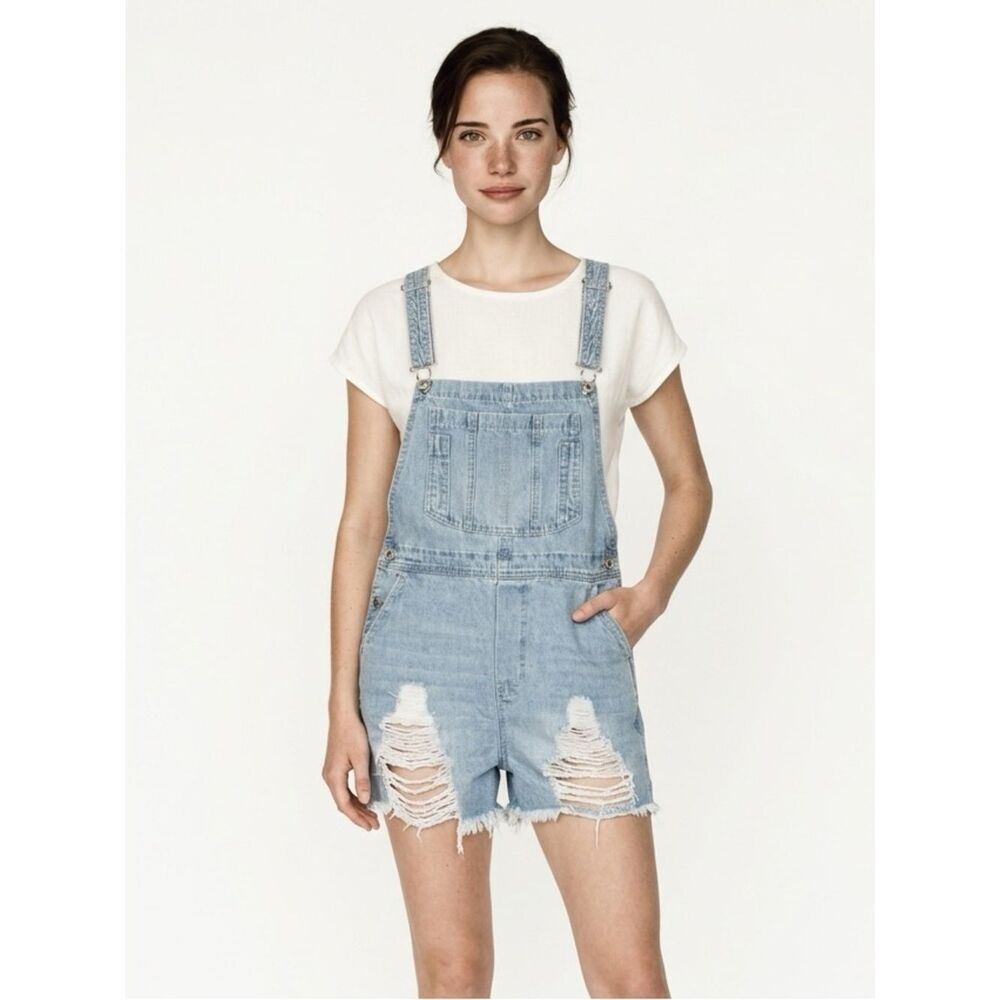 DANCE & MARVEL | NEW Distressed Denim Jean Overalls Shortalls Women’s Size 8